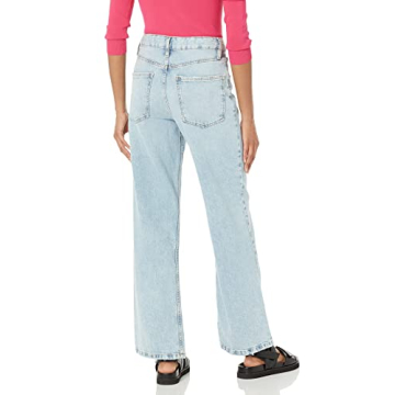 The Drop Women's Mid Rise Wide Leg Light Indigo Jeans