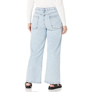 The Drop Women's Mid Rise Wide Leg Light Indigo Jeans
