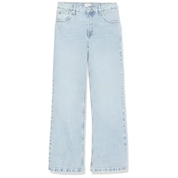 The Drop Women's Mid Rise Wide Leg Light Indigo Jeans