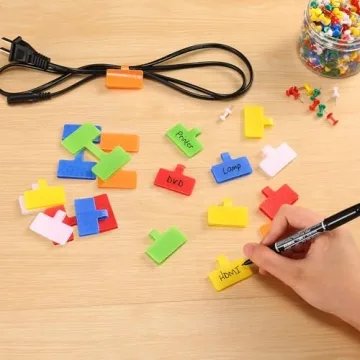Trilancer Cable Cord Labels Large Size, for Organizing Wires and Identification, Multicolored Handwriting Cable Tags, Reusable with Multiple Uses - 24 PCS