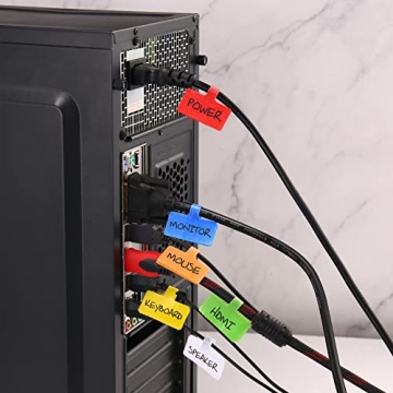 Trilancer Cable Cord Labels Large Size, for Organizing Wires and Identification, Multicolored Handwriting Cable Tags, Reusable with Multiple Uses - 24 PCS