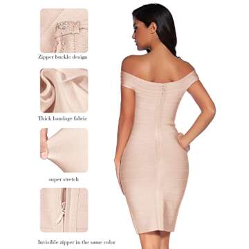 meilun Women's Rayon Off Shoulder Bandage Bodycon Party Dress