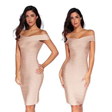 meilun Women's Rayon Off Shoulder Bandage Bodycon Party Dress