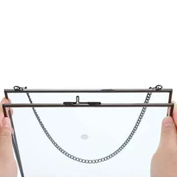 JUXYES Square Brass Wall Hanging Photo Frame, Glass Hanging Picture Artwork Display Frame, Double Glass Floating Frame Style Gallery Wall Frame for Picture, Poster, etc (20cm x 20xm, Black)