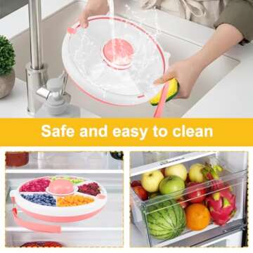 BlyeMichdi Kids Snack Spinner Bundle,360° Rotating Snack Box Container with Lid,Reusable Travel Snack Box Fruit Spinner Organizer,Snack Spinner Rotating Storage with 5 Compartment Dispenser for Home