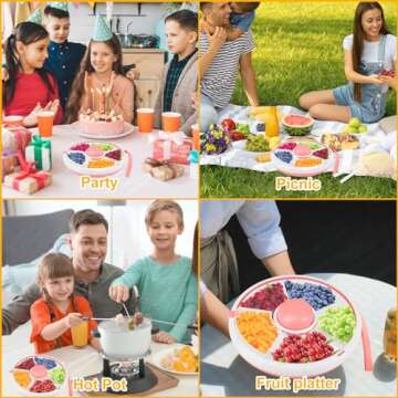 BlyeMichdi Kids Snack Spinner Bundle,360° Rotating Snack Box Container with Lid,Reusable Travel Snack Box Fruit Spinner Organizer,Snack Spinner Rotating Storage with 5 Compartment Dispenser for Home