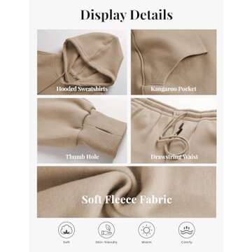 Tanming Women 2 Piece Outfits Sweatsuits Crop Pullover Fleece Sweatshirt Jogger Pants Lounge Set