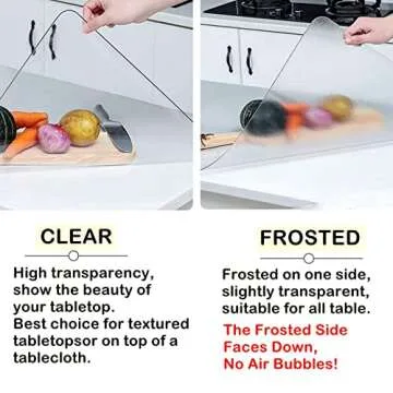 Leffora 24 x 60 Inch Clear Table Protector, 1.5mm Thick Plastic Desk Cover, Waterproof Tablecloth Protector, Table Cover Protector, Clear Table Cover For Kitchen, Writing Desk, Coffee Table,Countertop