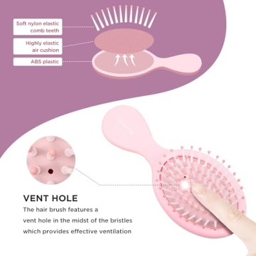 Bituemly Mini Hair Brush for Girls Boys Travel Detangler