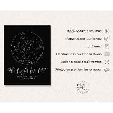 Personalized Star Map With Specific Dates & Place - Custom Constellation Map Print, Unframed- Specia...
