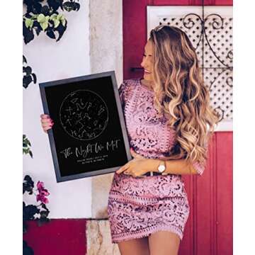 Personalized Star Map With Specific Dates & Place - Custom Constellation Map Print, Unframed- Special Occasion Star Chart Wall Art- Great Anniversary, Engagement, Wedding Romantic Gift (Black)