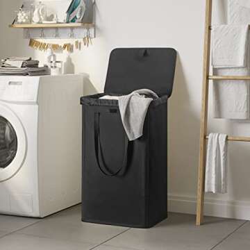 WOWLIVE 100L Laundry Hamper with Lid, Large Foldable Laundry Basket with 2 Removable Bags and Handle...