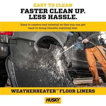 Husky Liners Weatherbeater Floor Mats | Fits 2015-2024 Ford F-150 (Incl 22-24 Lightning) SuperCrew; 2017-2024 F-250/F-350/F-450 SuperCrew/SuperCab w/o FF STG (Full Cvg) | 2nd Row, 1-pc Black - 19371
