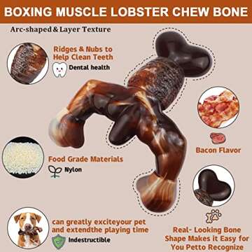MOXIKIA Durable Dog Chew Toys for Aggressive Chewers - Bacon Flavor & Tough Design