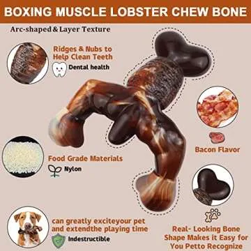 MOXIKIA Durable Dog Chew Toys for Aggressive Chewers - Bacon Flavor & Tough Design