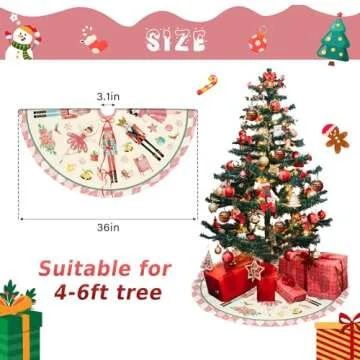Nutcracker Tree Skirt 36in, Pink Nutcracker Christmas Decor, Nutcracker Tree Ornament Ballet for Chr...
