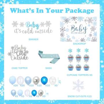 127 PCs Baby It’s Cold Outside Baby Shower Decorations for Boy, Fiesec Winter Wonderland Baby Show...