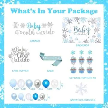 127 PCs Baby It’s Cold Outside Baby Shower Decorations for Boy, Fiesec Winter Wonderland Baby Show...