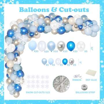 127 PCs Baby It’s Cold Outside Baby Shower Decorations for Boy, Fiesec Winter Wonderland Baby Shower Backdrop Balloon Garland Arch Glitter Banner Cake Topper Sash Snowflake Confetti Blue Silver