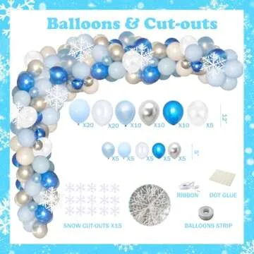 127 PCs Baby It’s Cold Outside Baby Shower Decorations for Boy, Fiesec Winter Wonderland Baby Shower Backdrop Balloon Garland Arch Glitter Banner Cake Topper Sash Snowflake Confetti Blue Silver