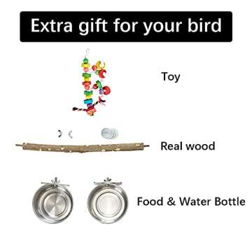 Bird Carrier Backpack Travel Parrot Bag Cage with Perch Stand for Parakeets Cockatiels Birdcage Vet Car Airlines Airplane Plane Approved Mesh Breathable Lightweight Conure Finches Outside (Grey)