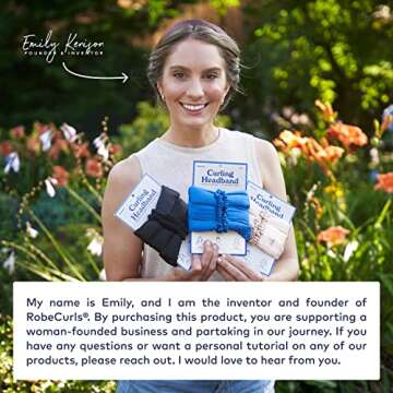 RobeCurls Heatless Hair Curler Set - Satin Curling Headband for Natural, No-Heat Curls - Sleep in Overnight Styling Tool with 2 Scrunchies - Easy & Gentle on Hair (Rose)