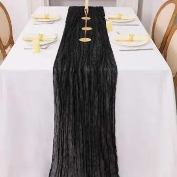 Snowkingdom 13Ft Black Cheesecloth Table Runner for Parties