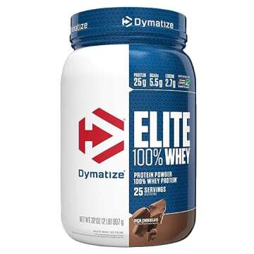 Dymatize Elite 100% Whey Protein Powder, 25g Protein, 5.5g BCAAs & 2.7g L-Leucine, Quick Absorbing &...