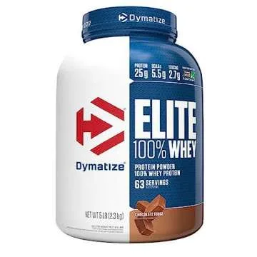 Dymatize Elite 100% Whey Protein Powder, 25g Protein, 5.5g BCAAs & 2.7g L-Leucine, Quick Absorbing & Fast Digesting for Optimal Muscle Recovery, Rich Chocolate, 2 Pound, 25 Servings