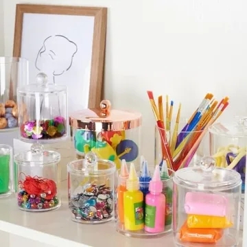 SheeChung 4 Pack Acrylic Apothecary Jars for Storage