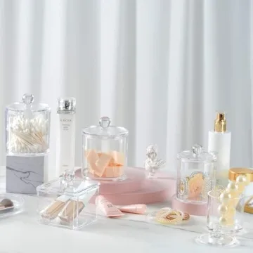 SheeChung 4 Pack Acrylic Apothecary Jars for Storage