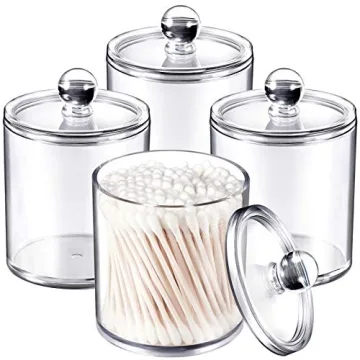 SheeChung 4 Pack Acrylic Apothecary Jars for Storage