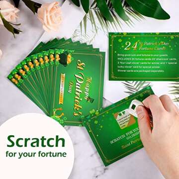 Frienda St. Patrick's Day Fortune Cards, Year of The Lucky Shamrock Party Scratch Off Fortune Games,...