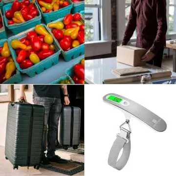 Digital Luggage Travel Scale with Overweight Warning Function, Portable Handheld Electronic Weighing Scale with Hook, 50kg & Backlit LCD Display Screen Design for Suitcase Baggage (Battery Included)