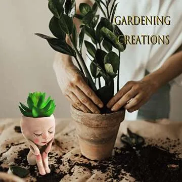 AWISBI Head Planter,Face Planters Pot for Indoor,Cute and Funny Plant Pots for Outdoor Unique Resin Planters Plant Gifts for Plant Lovers