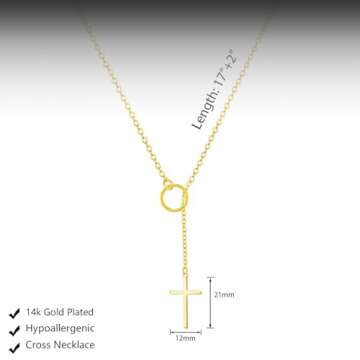 Stylish HERIER Cross Necklace for Women Gold Lariat Jewelry