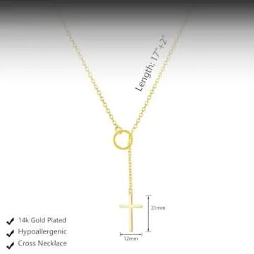 Stylish HERIER Cross Necklace for Women Gold Lariat Jewelry