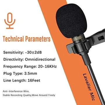 PoP voice 196” Single Head Lavalier Lapel Microphone Omnidirectional Condenser Mic for Apple iPhone Android & Windows Smartphones, Youtube, Interview, Studio, Video Recording, Noise Cancelling Mic