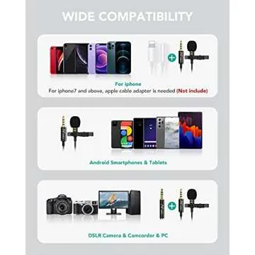 PoP voice 196” Single Head Lavalier Lapel Microphone Omnidirectional Condenser Mic for Apple iPhone Android & Windows Smartphones, Youtube, Interview, Studio, Video Recording, Noise Cancelling Mic