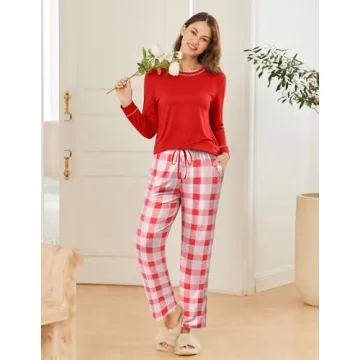 Ekouaer 2 Pack Long Sleeve Pajama Set Soft Loungewear