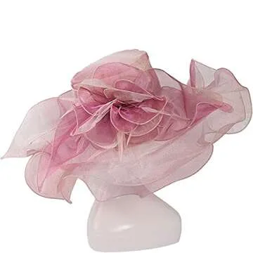 Formal Fascinator Hat for Women Organza Sun Hats Flower Elegant Large Wide Brim Ladies Bride Wedding Church Fedoras