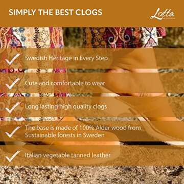 Lotta From Stockholm Swedish Classic Clog Mule for Women | Low Heel Slip-on Wooden Clogs Handmade in Sweden from Alder Wood Base and Oiled Nubuck Leather | Brown Size US 5.5 EUR 36