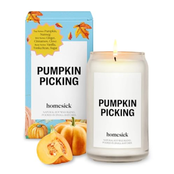 Homesick Scented Candles for Home (Pumpkin Picking) - 13.75 oz Natural Long-Lasting Soy Wax Blend Ja...