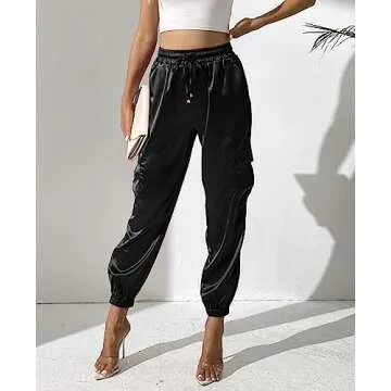 Shop Women's Satin Cargo Joggers Pants for Effortless Style