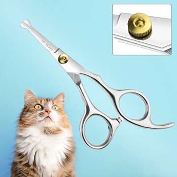 LILYS PET 5.0" Right-Handed Round-Tip Pet Grooming Scissors, Stainless Steel Small Ball Tip for Nose Hair,Ear Hair,Face Hair,Paw Hair for Dogs and Cats…