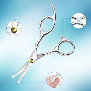 LILYS PET 5.0" Right-Handed Round-Tip Pet Grooming Scissors, Stainless Steel Small Ball Tip for Nose Hair,Ear Hair,Face Hair,Paw Hair for Dogs and Cats…