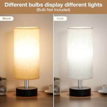 PartageiZ Small Table Lamp for Bedroom - Bedside Lamps for Night Stands, Minimalist Nightstand Light Lamp, Desk Lamps for Reading Room, Kids Room, Living Room, Office, Dorm