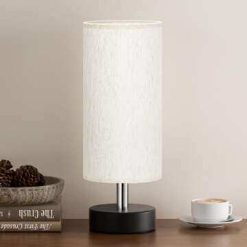 PartageiZ Small Table Lamp for Bedroom - Bedside Lamps for Night Stands, Minimalist Nightstand Light Lamp, Desk Lamps for Reading Room, Kids Room, Living Room, Office, Dorm