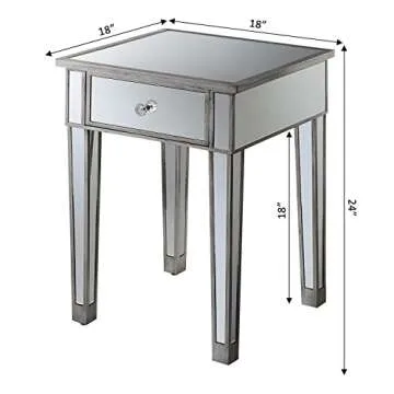 Gold Coast Mirrored End Table with Drawer - Affordable Elegance