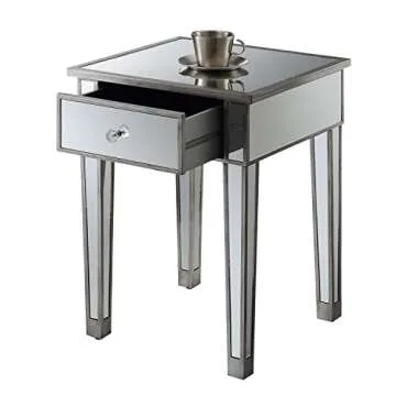 Gold Coast Mirrored End Table with Drawer - Affordable Elegance